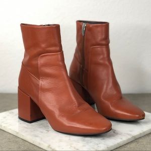 Topshop Rust Brown Block Heeled Ankle Boots